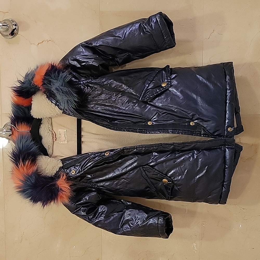 GIRL'S J CREW CREWCUTS METALLIC PUFFER COAT WITH PRIMALOFT SIZE 4-5